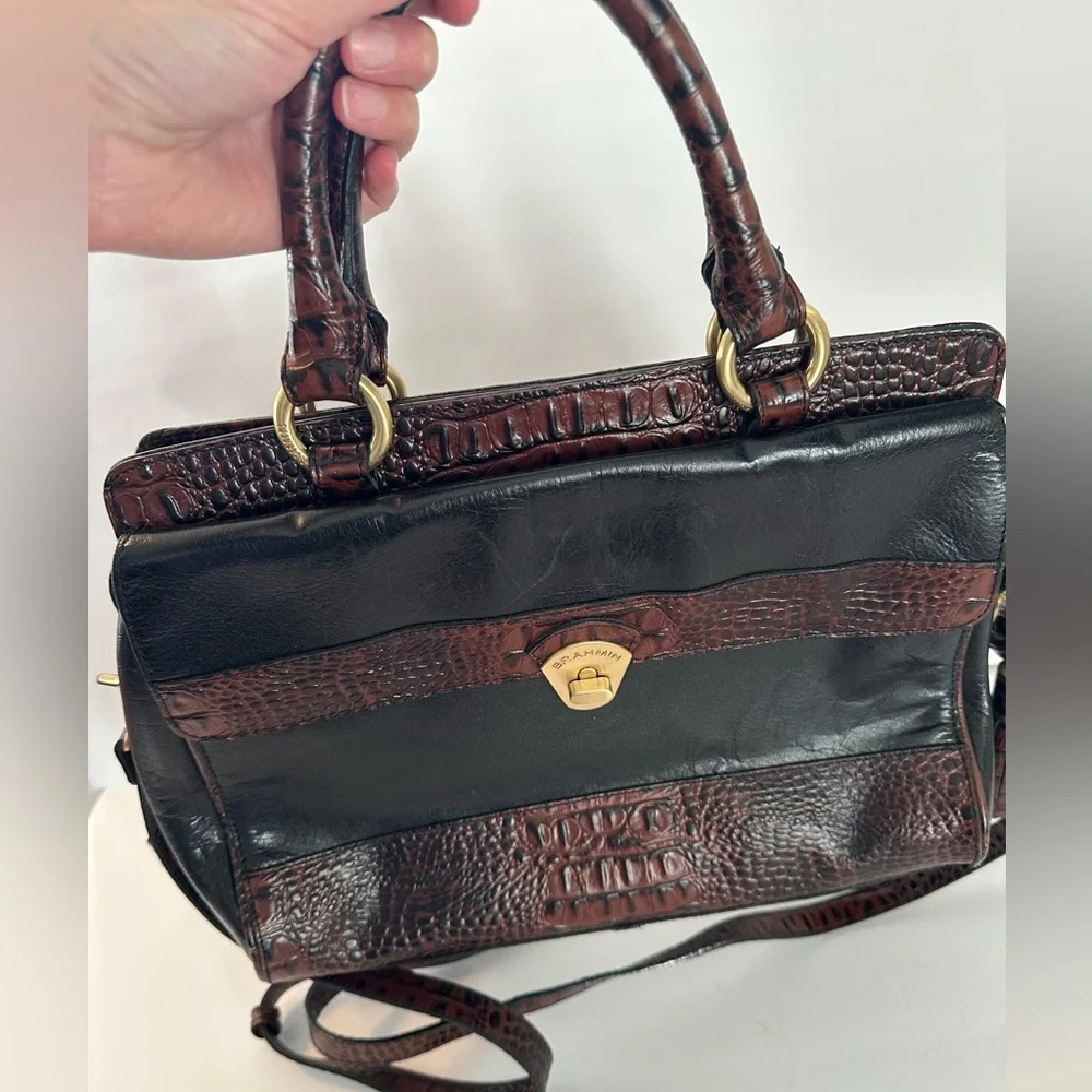 Brahmin Samantha Black Tuscan satchel bag